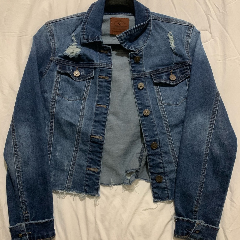 Cropped Ripped Jean Jacket